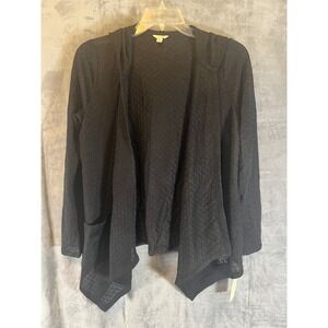 Sonoma‎ Life Style Women's Black Hooded Open Front Knit Cardigan Medium M